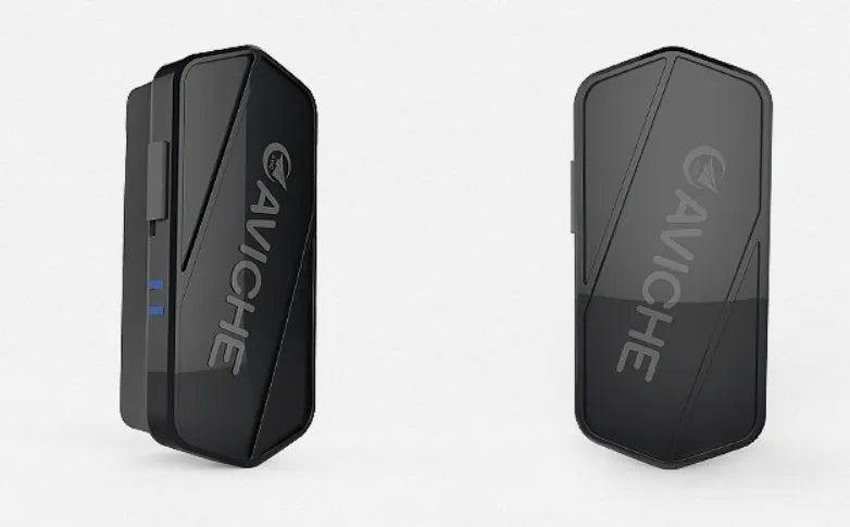Black personal air purifier necklace with compact 80mm plastic housing and rechargeable battery