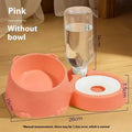 Automatic pet water fountain with two raised stainless steel and ceramic bowls on a plastic base in haze blue