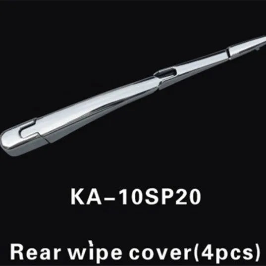 Set of four silvery ABS plastic rear window wiper cover trims for a 2010 Hyundai