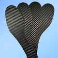 Black 3K carbon fibre running insoles for shock absorption showing full palm coverage design