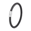 Men's geometric titanium steel bracelet with a magnetic clasp shown in silver tone.