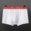 Men's cotton knitted low-waist boxers in solid colours, size range M to 3XL, nine colour options