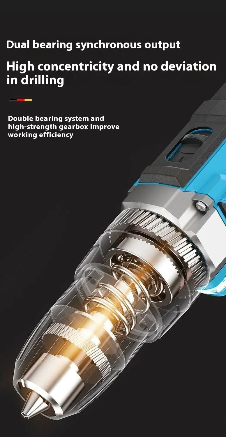12V dual speed impact pistol drill and electric screwdriver set in plastic storage case