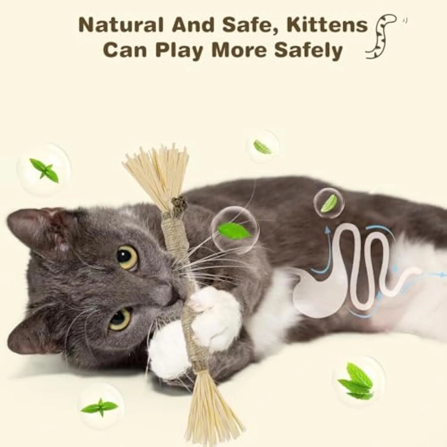 Natural silvervine cat chew sticks with sisal rope and raffia in thick and fine diameters