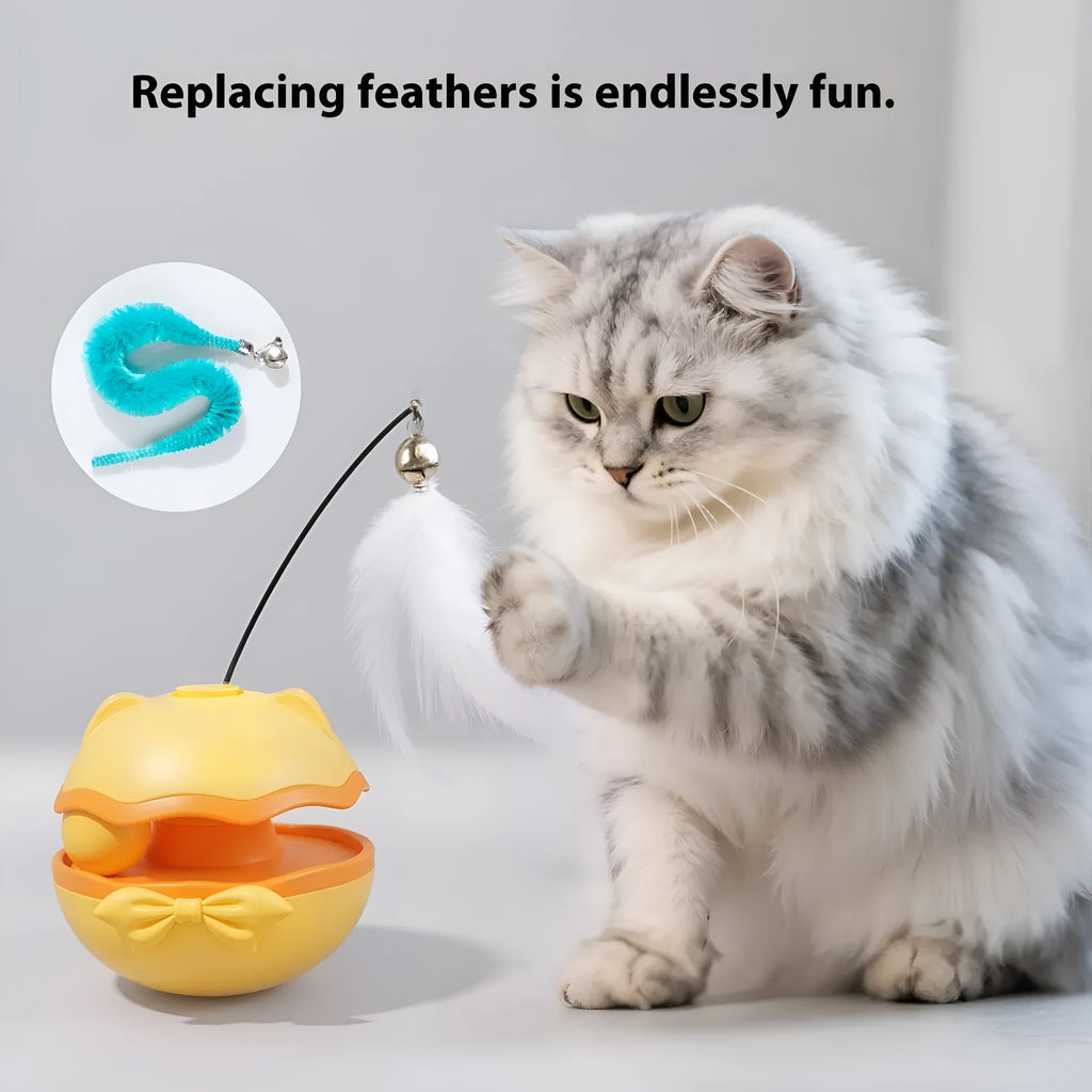 Electric cat toy tumbler in lemon yellow, sky blue and soft fog grey colour options