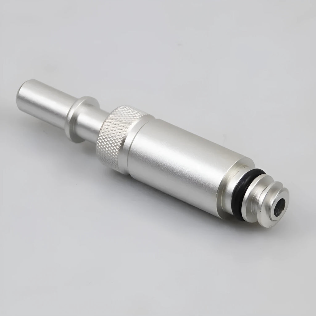 Silver metal VAS6262-9 transmission refueling joint tool on a workshop bench