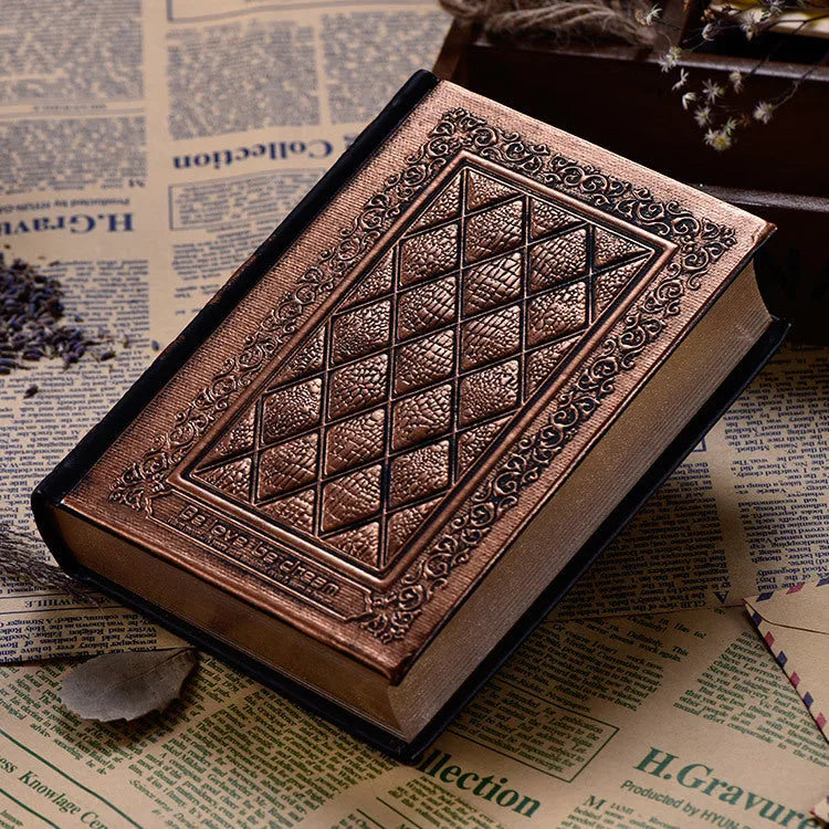 Embossed faux leather notepad with three-dimensional super thick cover in bronze or black gold colour