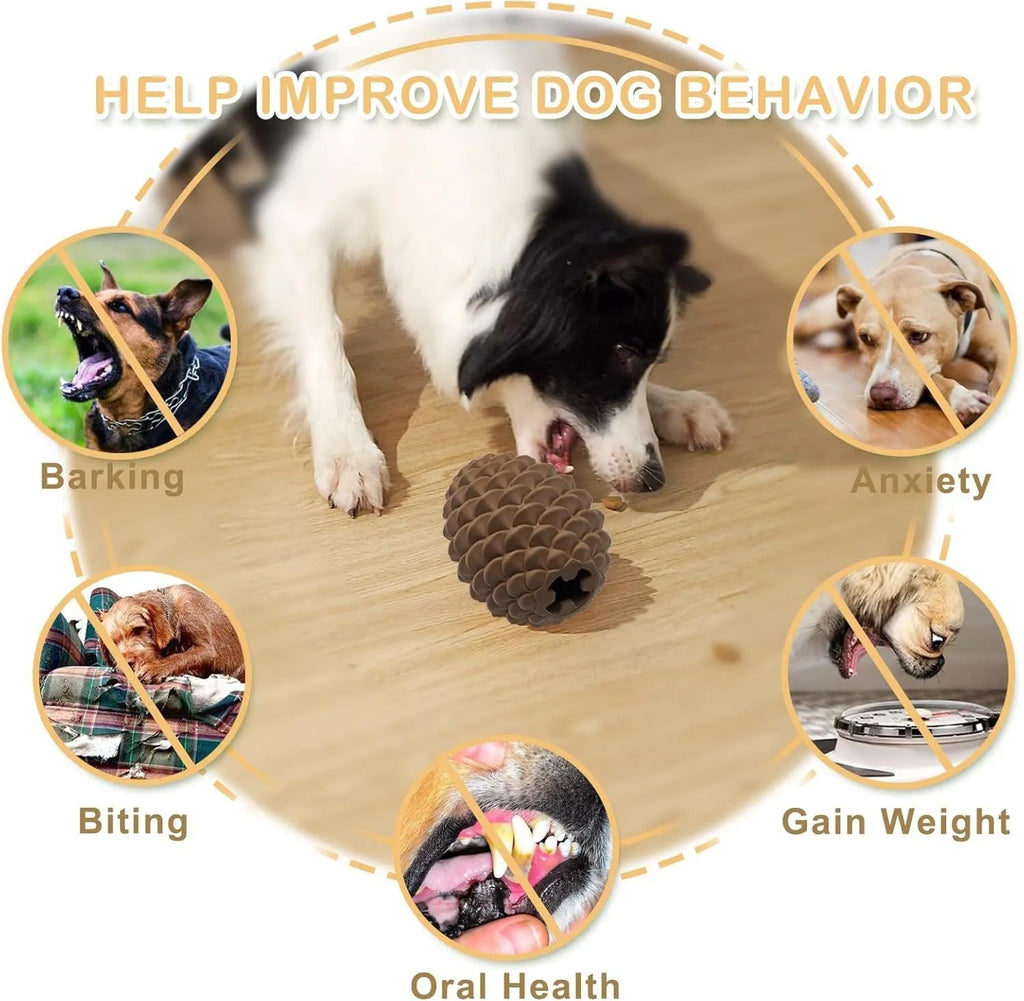 Natural rubber pine cone shaped dog chew toy with treat dispenser for large dogs