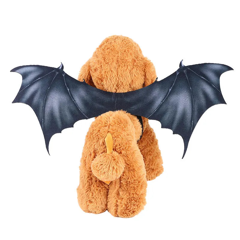 Black cloth bat wing Halloween costume for a dog or cat on a white background
