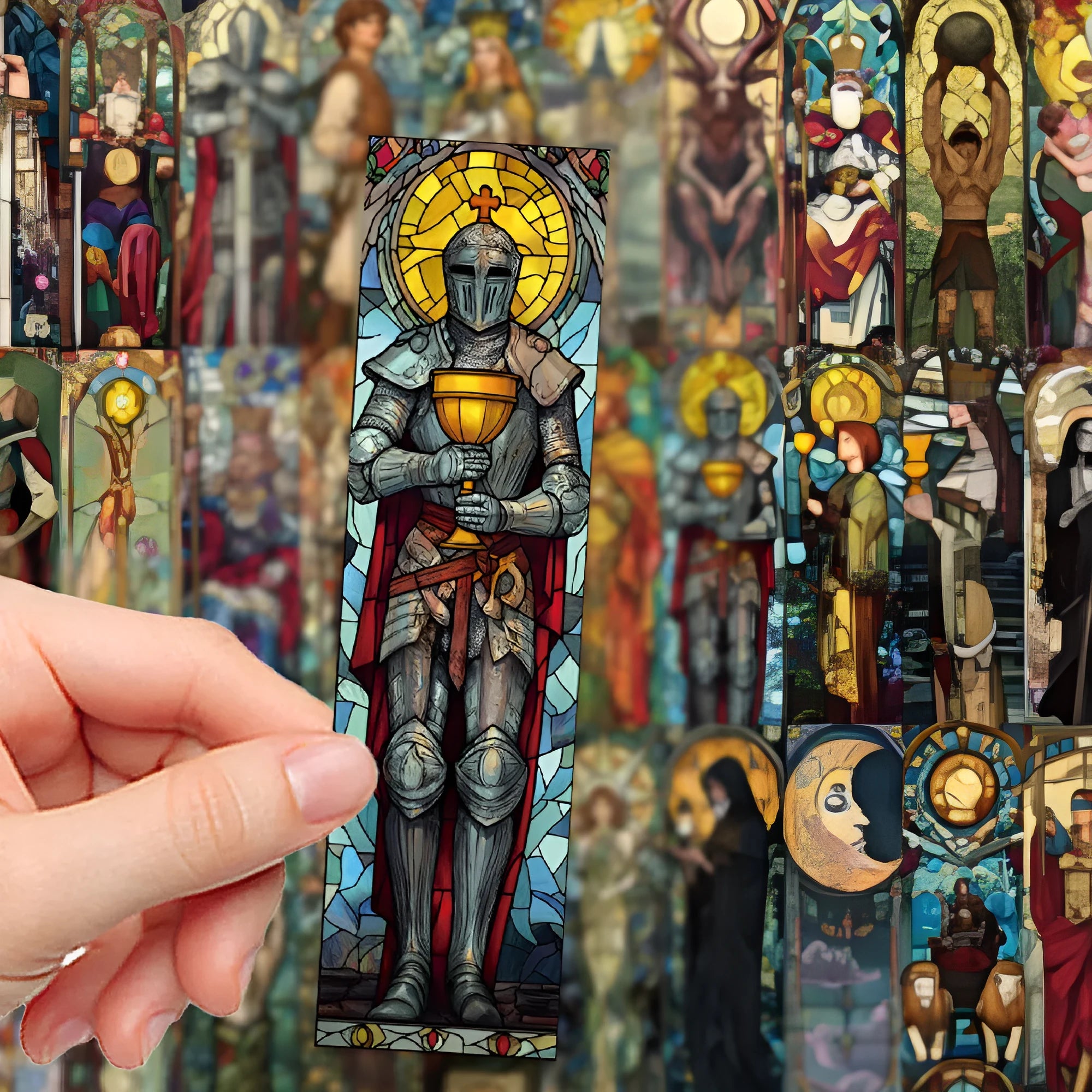 30 colourful painted glass tarot design paper bookmarks in cute homemade style