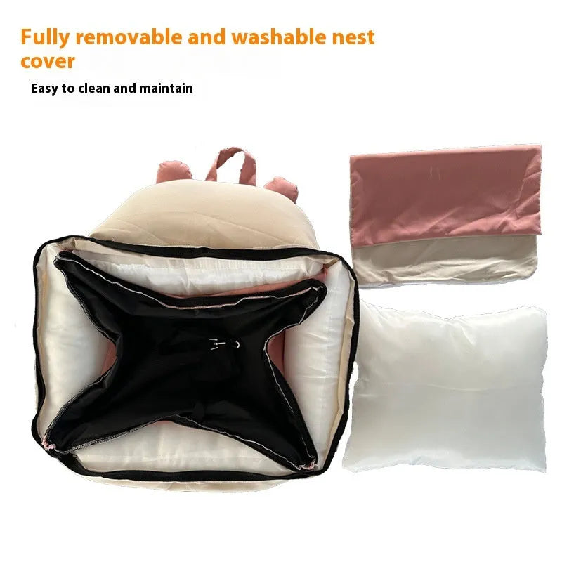 Removable washable dog car kennel in beige, shown in M and L sizes
