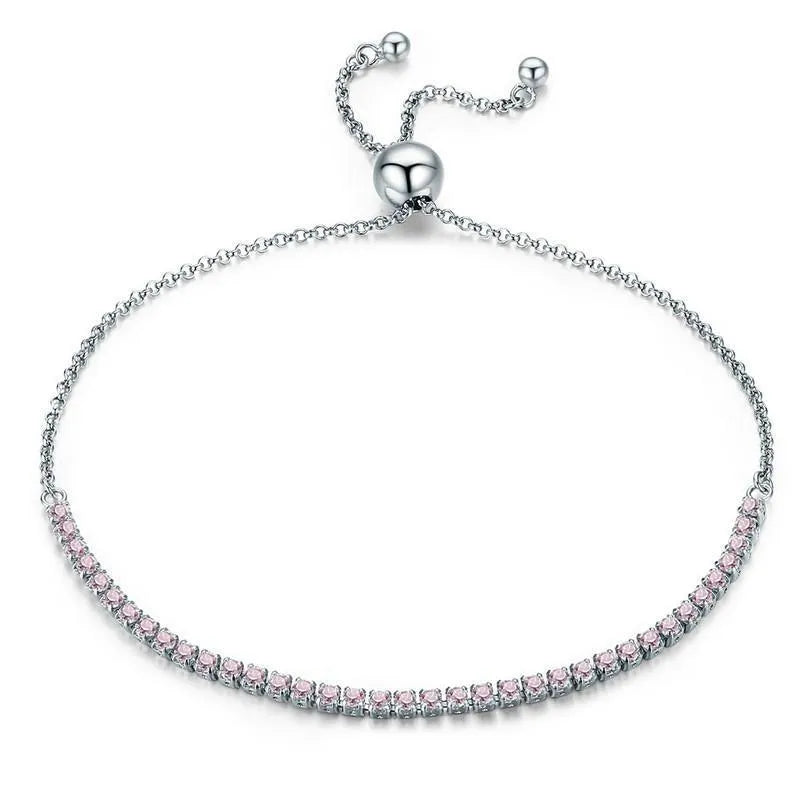 Star Shining Bracelet in silver with platinum finish and zircon stone, 27cm length