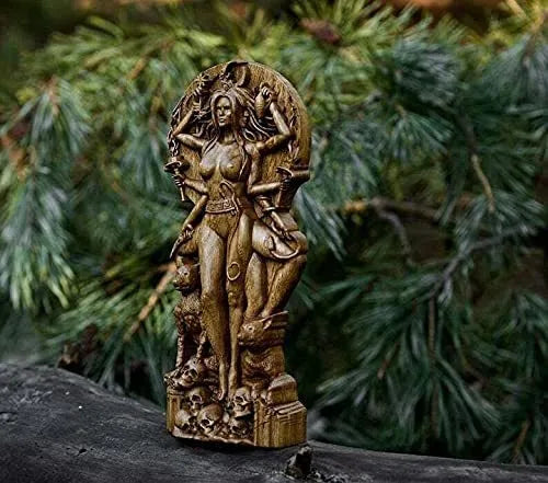 Detailed synthetic resin Greek goddess statue standing 22cm tall on a base.