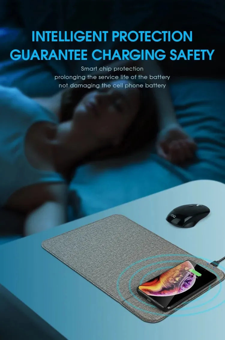 Foldable cloth phone holder with wireless charging capability showing adjustable viewing angles