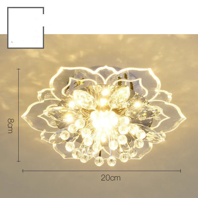 Modern crystal and acrylic ceiling lamp with flower-shaped shade in concealed and exposed installation styles