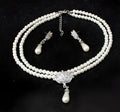 Pearl crystal diamond necklace and earrings set for bride wedding jewellery European American trade CMT087