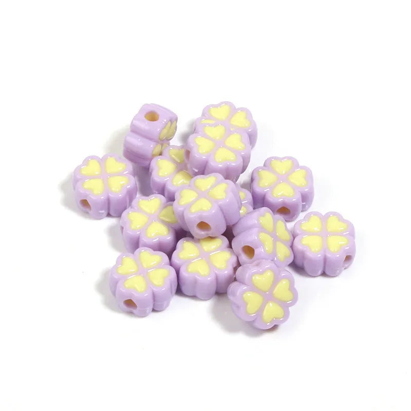 15mm frosted acrylic love clover beads in various colours for jewellery making