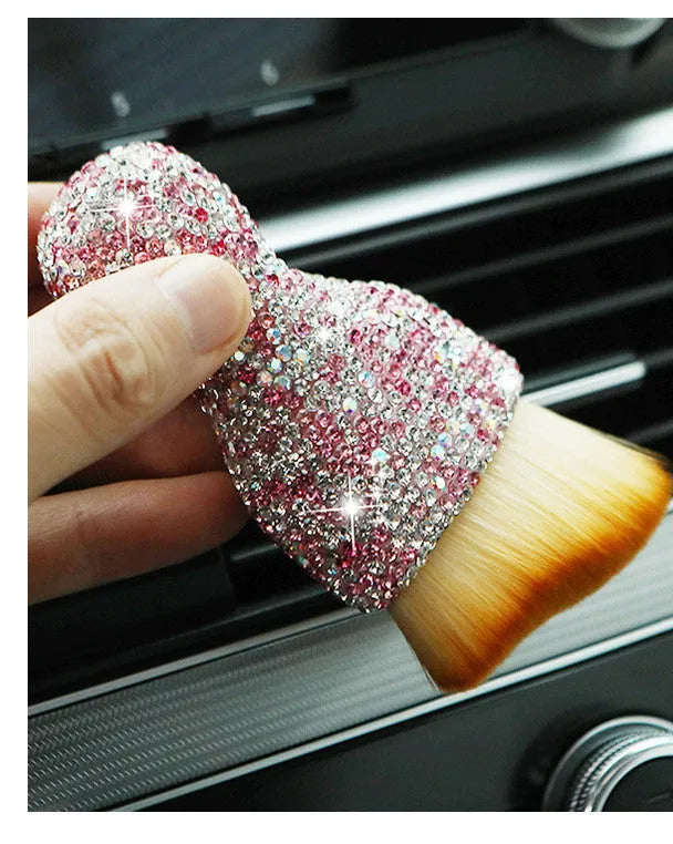 10cm long white PVC car interior cleaning brush for dusting dashboard and vents.