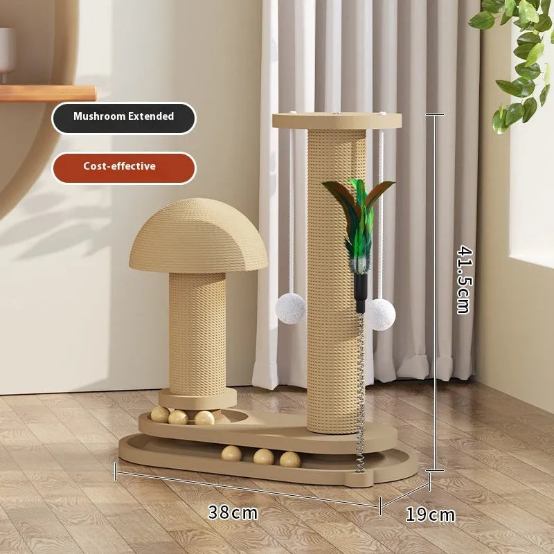 Solid wood cat climbing frame with a central rotating turntable, shown in a basic style big flower design.