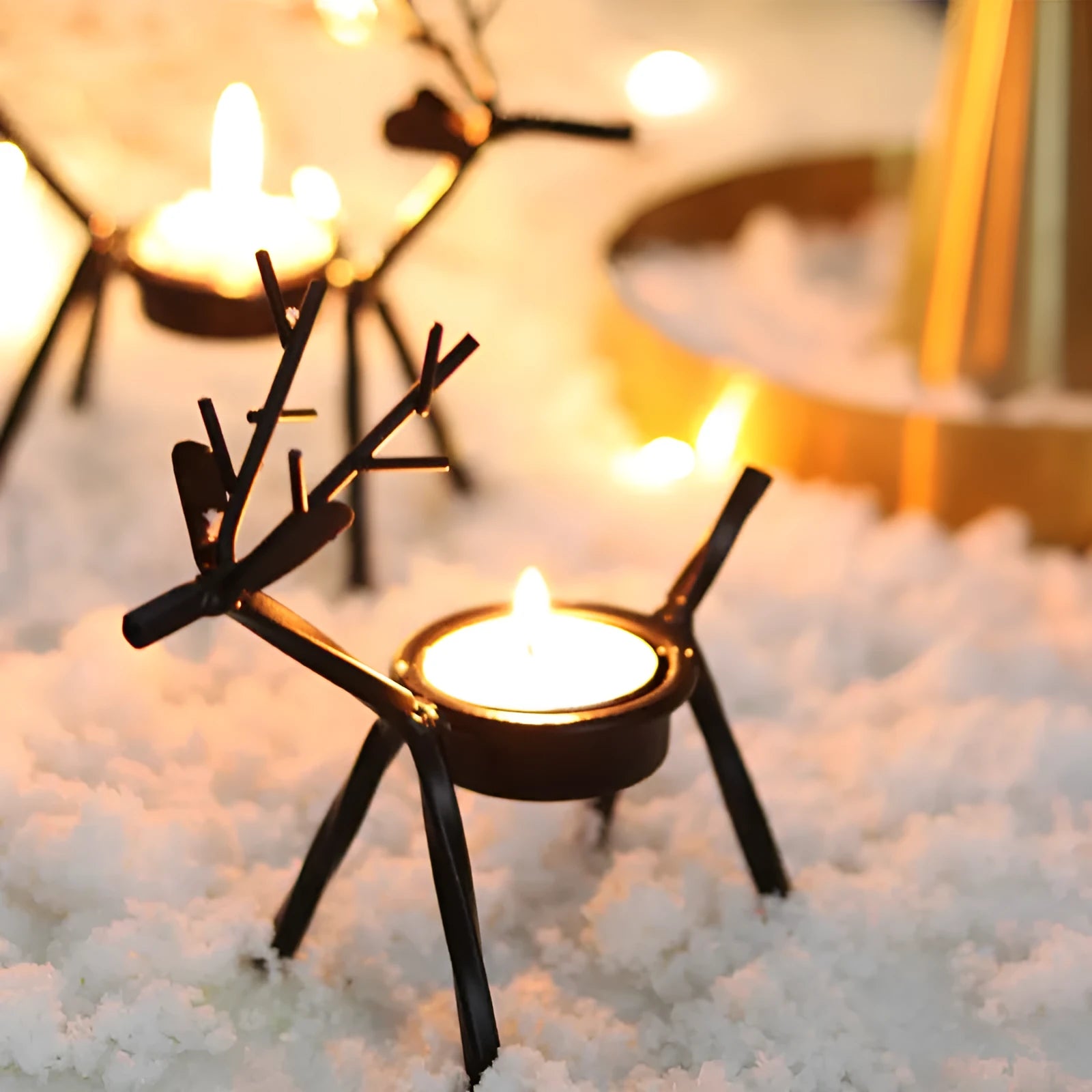Black iron Christmas deer candlestick with elk bracket design for candle display