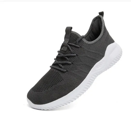 Men's black and white mesh sneaker with lace-up closure and round toe for casual outdoor wear