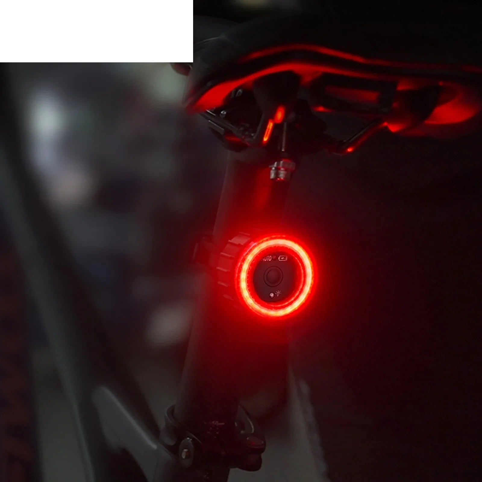 Black intelligent induction brake taillight for bicycle with seat tube mounting bracket