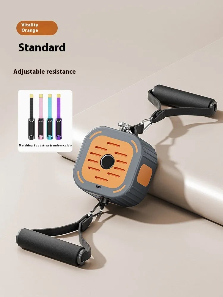Adjustable power pump chest expander in orange or navy blue for home strength training