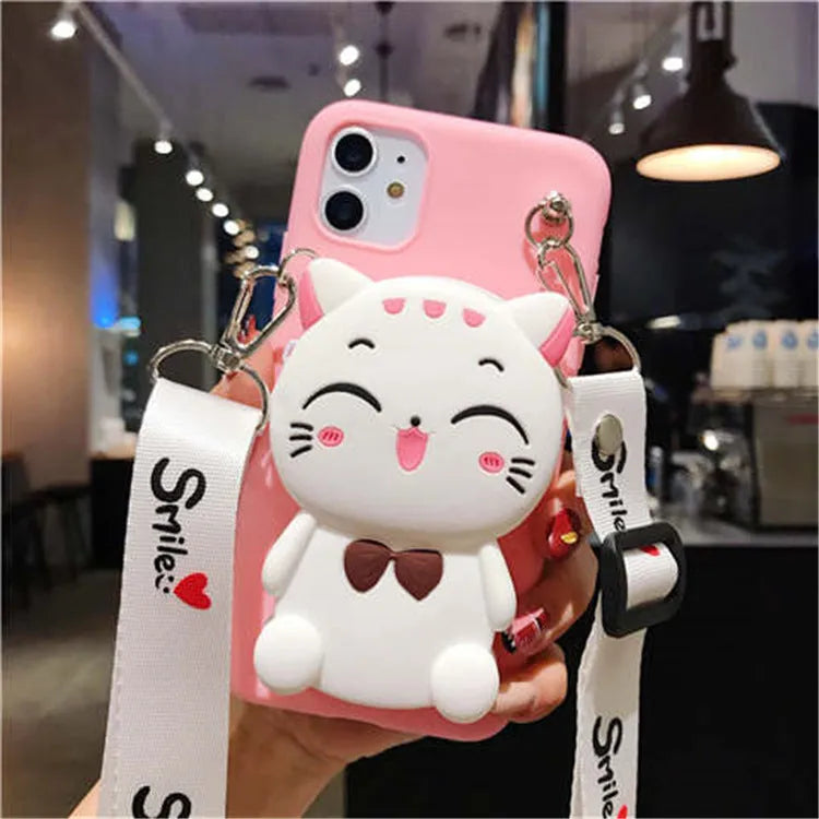 Cartoon camouflage silicone wallet case for Huawei smartphones in six colour options
