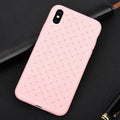 Luxury grid weaving pattern iPhone case in TPU material with hollow cooling design and raised screen protection