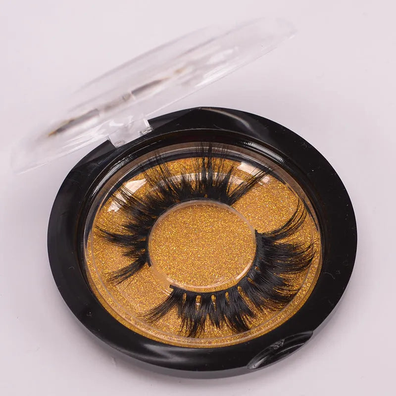 5D mink false eyelashes set with hair cap and double-headed application brush
