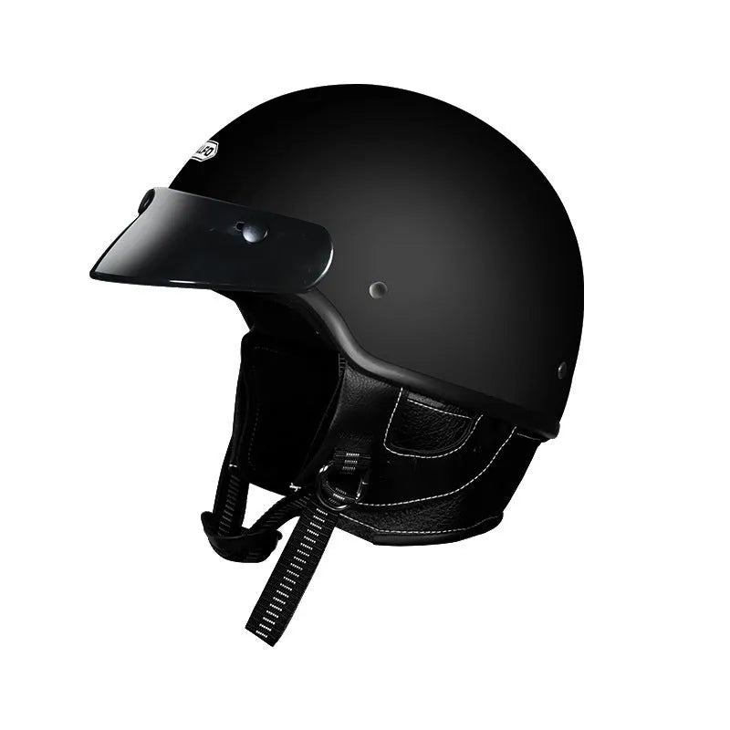 Retro motorcycle helmet in ABS thermoplastic with multiple colour options