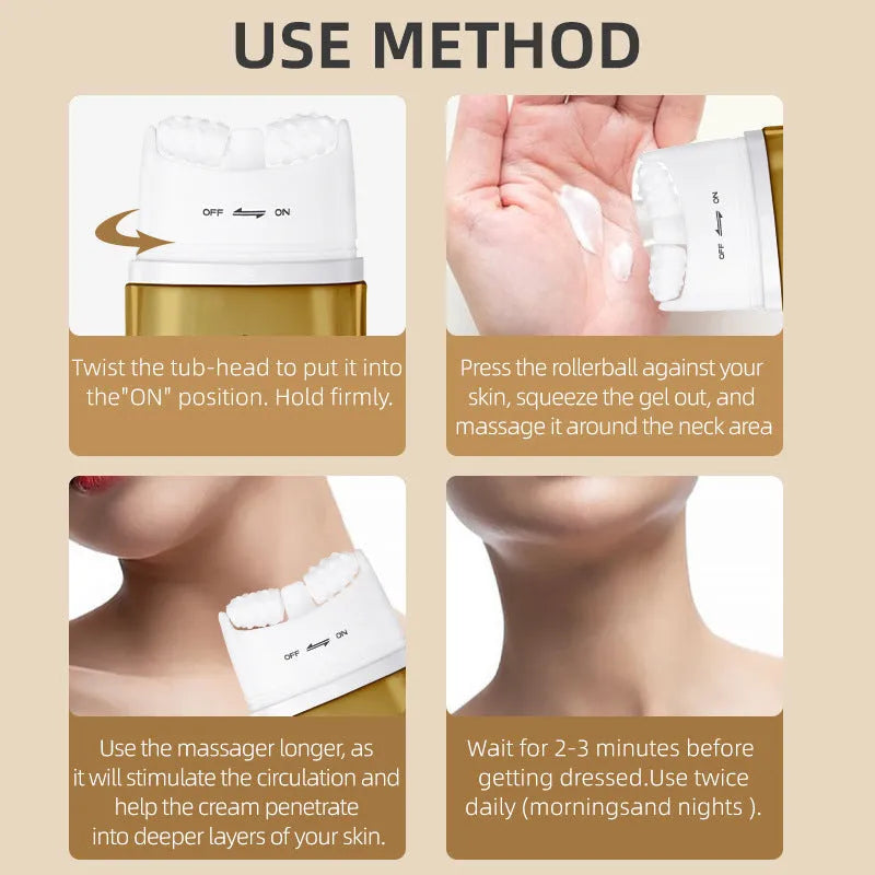Neck Roller Cream moisturiser for dry skin in medium sample size packaging