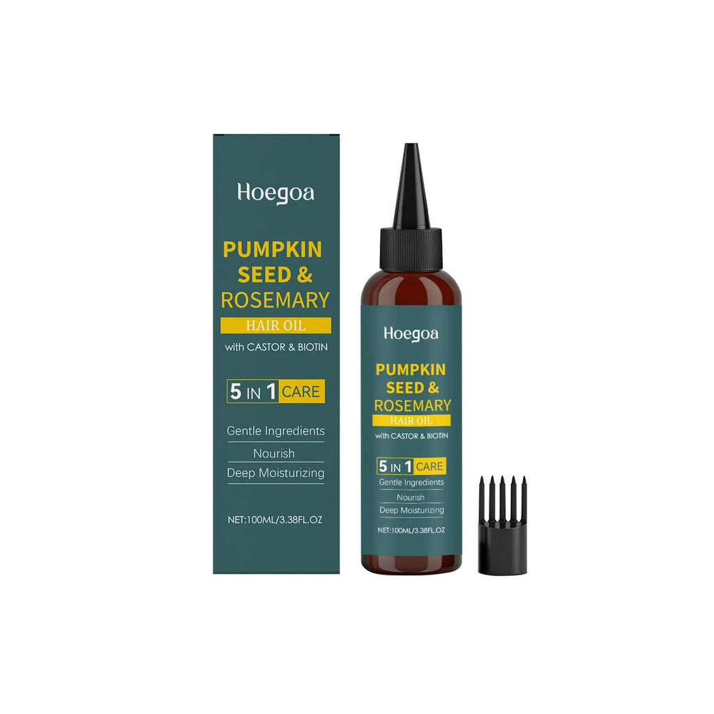 Rosemary essential oil hair care kit with 100ml bottle, pointed applicator, and hair comb