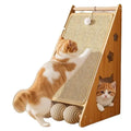 Vertical cat scratch board with wall-sticking design and cat funny ball style