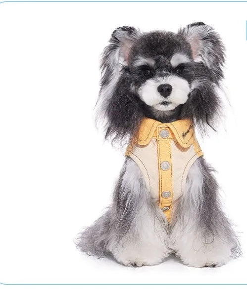 Yellow casual cotton blend dog clothes for small breeds like Bichon Frise and Yorkshire Terrier