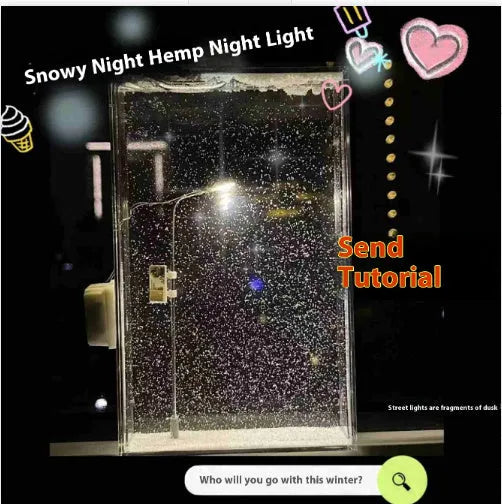 DIY snow night light kit with small street lights and winter landscape for Christmas desktop decor