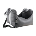 Removable washable cloth pet travel mat in light grey for small dogs and cats under 10kg with adjustable snap buckle