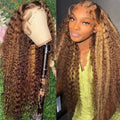 Front lace wig with African black gradient colour and big wave texture, showing length options