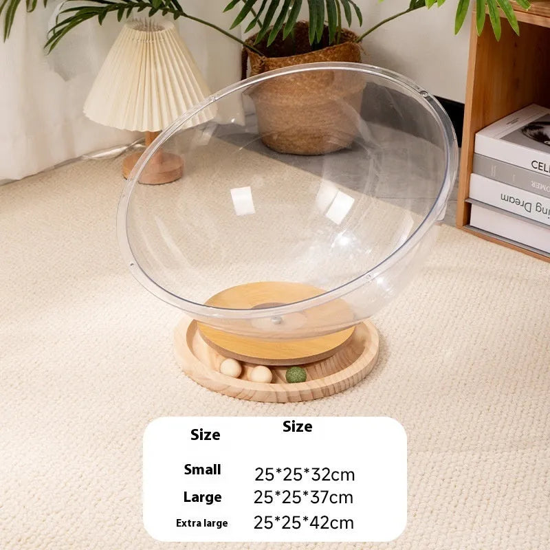 Transparent acrylic cat space capsule bathtub pet bed in multiple size options