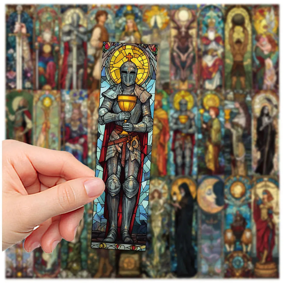 30 colourful painted glass tarot design paper bookmarks in cute homemade style