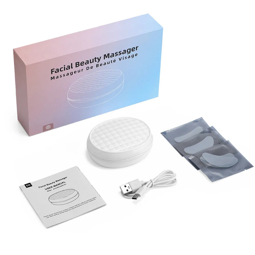 White wireless red light EMS eye and facial massage beautification device
