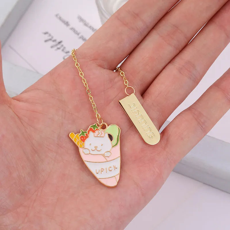 Jane Lime Foodie cute pet cat metal pendant bookmark in choice of four cartoon designs.