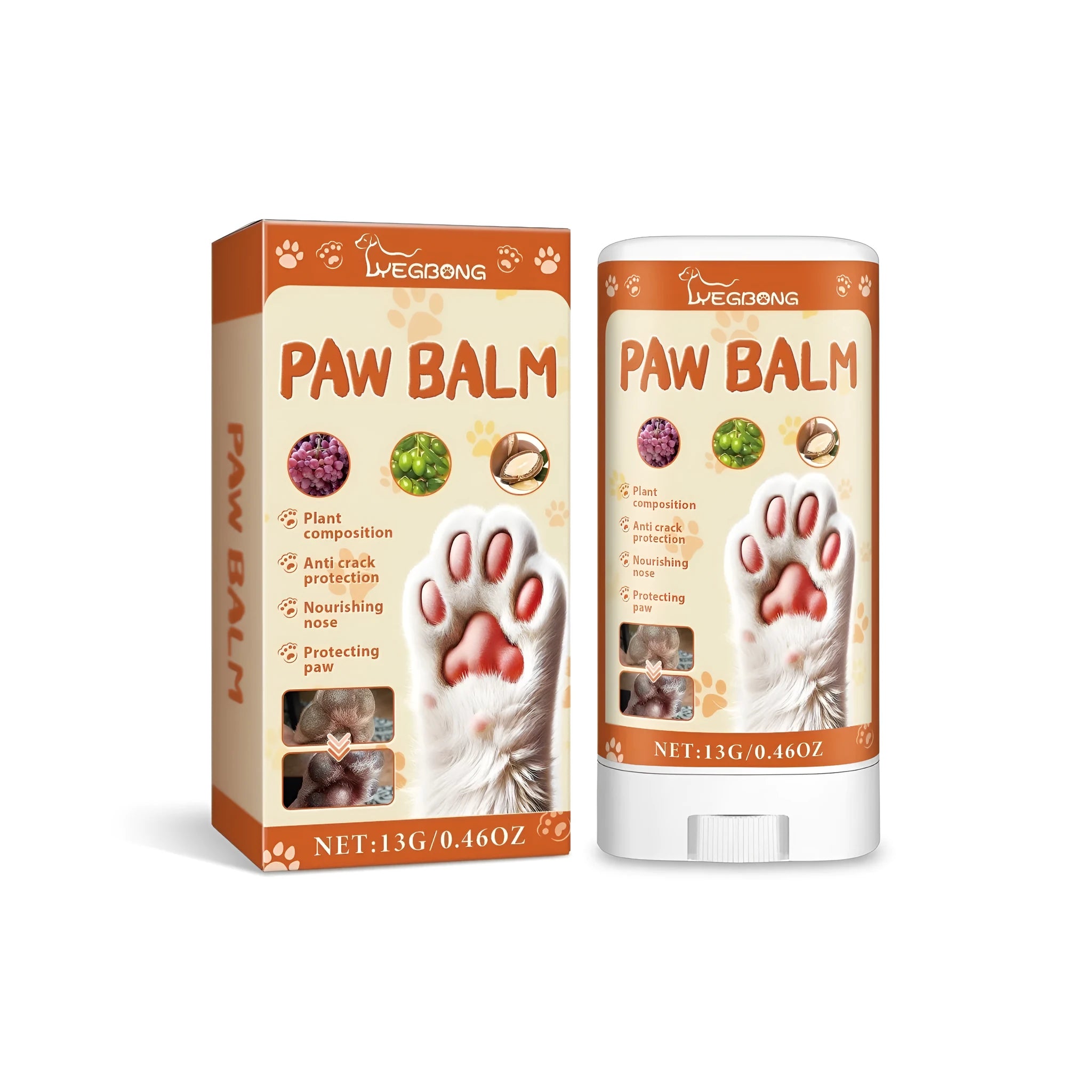 13g pet paw protection cream in 3.8x2x7.6cm tin for dog and cat paw care