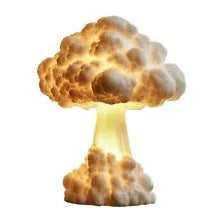 Mushroom cloud shaped modern art table lamp with USB power cable for decorative lighting.