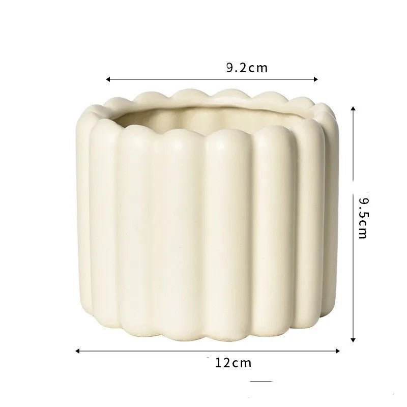 Roman column matte yellow ceramic flowerpot with breathable self-absorbent properties