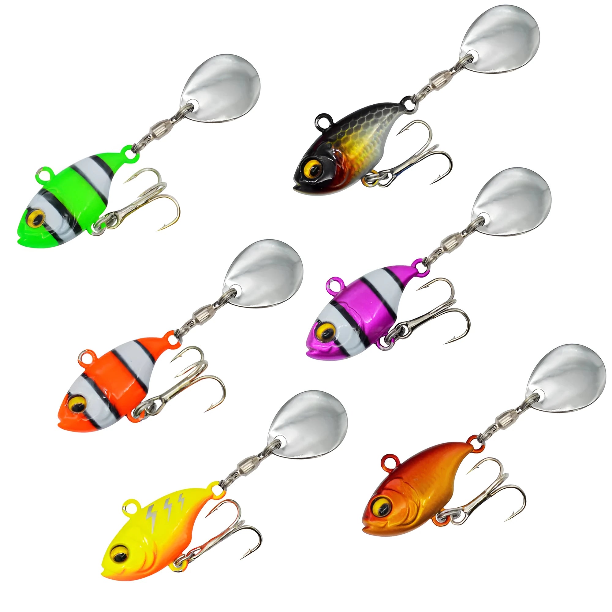 Metal sea fishing iron plate lure with rotating sequins in gold, black, and zebra pattern colour options