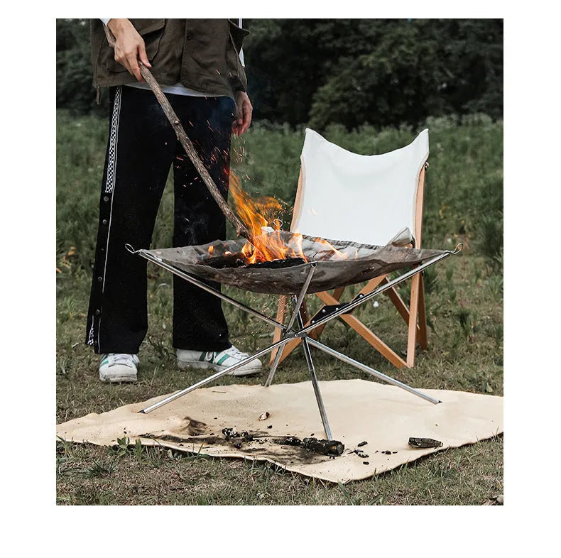 Stainless steel barbecue grill net in silver, shown in large and medium size options for outdoor use.