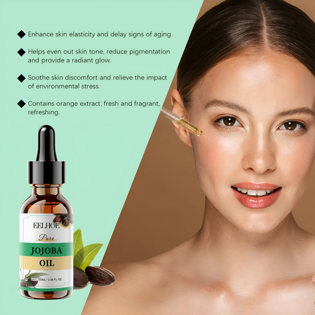 Organic jojoba oil facial essential oil 100ml bottle with orange extract and vitamin E