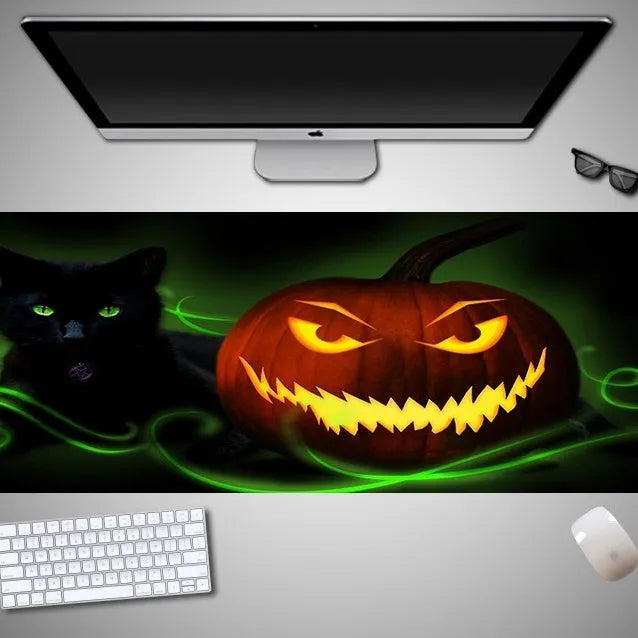 Halloween mouse pad with non-slip rubber cloth material in oversized dimensions for gaming