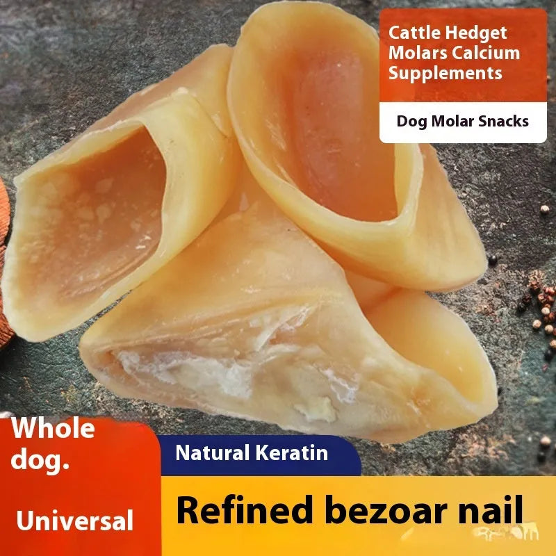 Natural cowhide dog chew rod with hoof shell colour and edible cutin in two size options